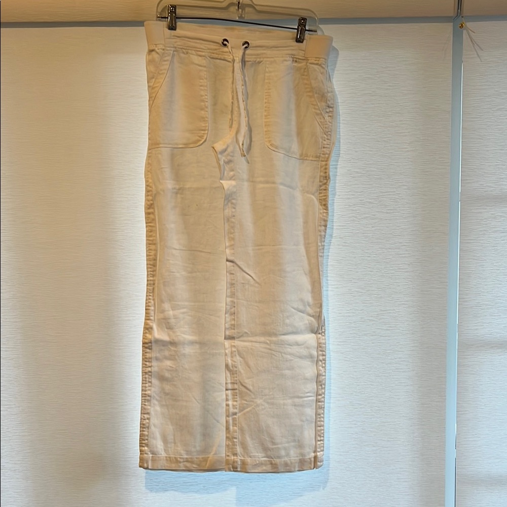 White Linen Athleta Drawstring Pants
